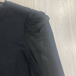 Sanctuary Long, Sheer Sleeve, Black Blouse